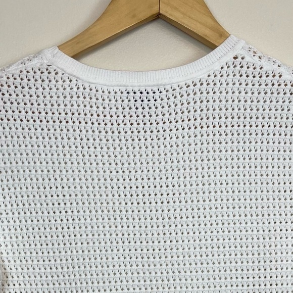 THEORY MESH POINTELLE HEAVY KNIT SHORT SLEEVE BLOUSE TOP - Picture 7 of 7